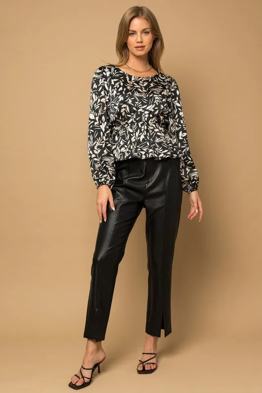 Back Tie Peplum Blouse