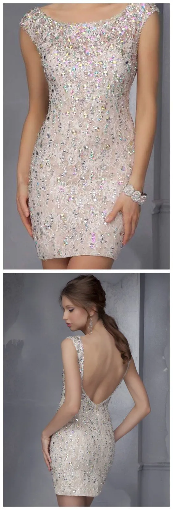 Backless Sparkle Charming Sweet Prom Dresses, Cocktail Evening Dresses,Short Prom Dress,Prom Dresses Online,PD0179