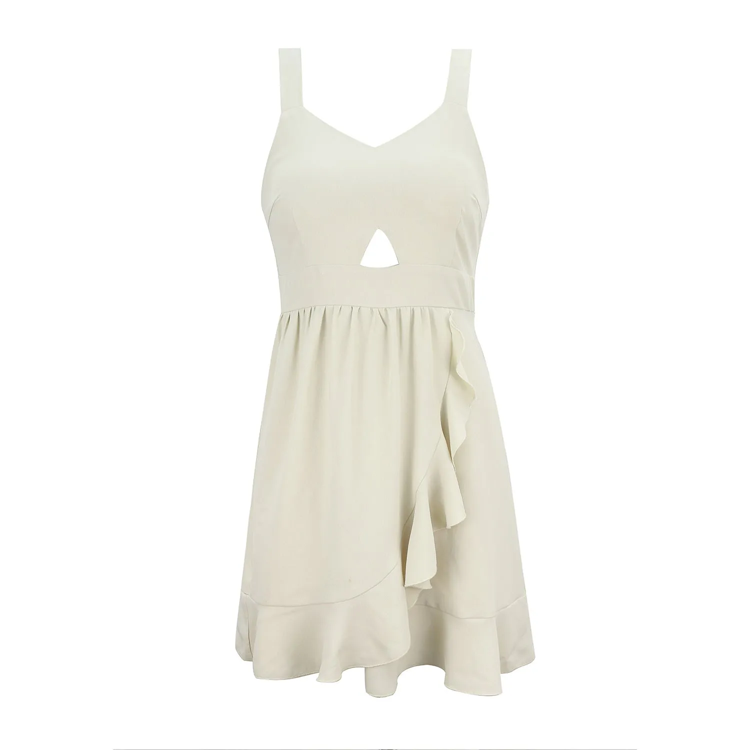 Backless Suspenders Flounces Ruffled Hem Mini Dress Open Back