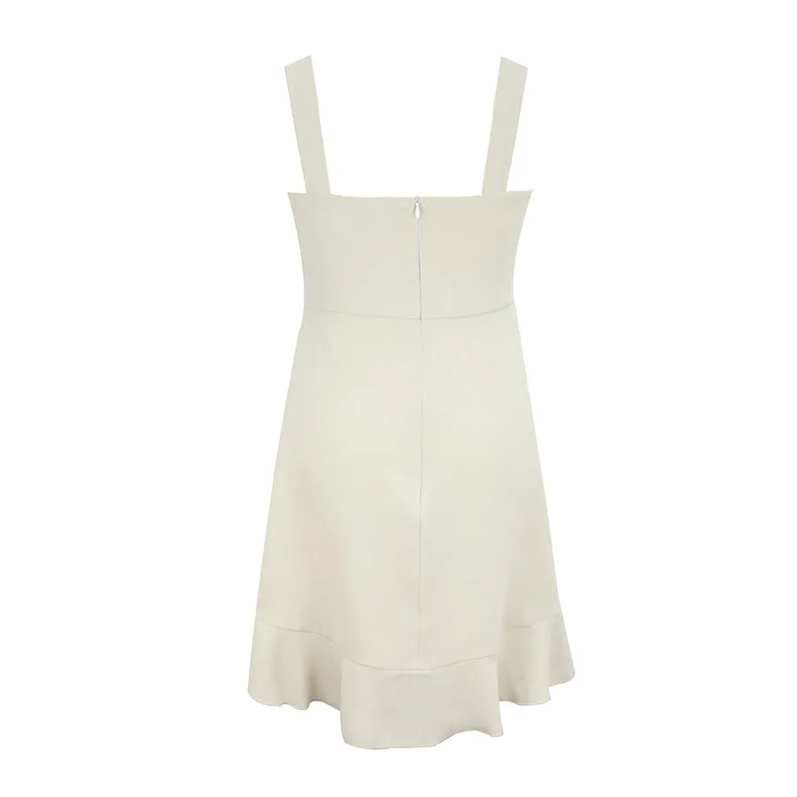Backless Suspenders Flounces Ruffled Hem Mini Dress Open Back