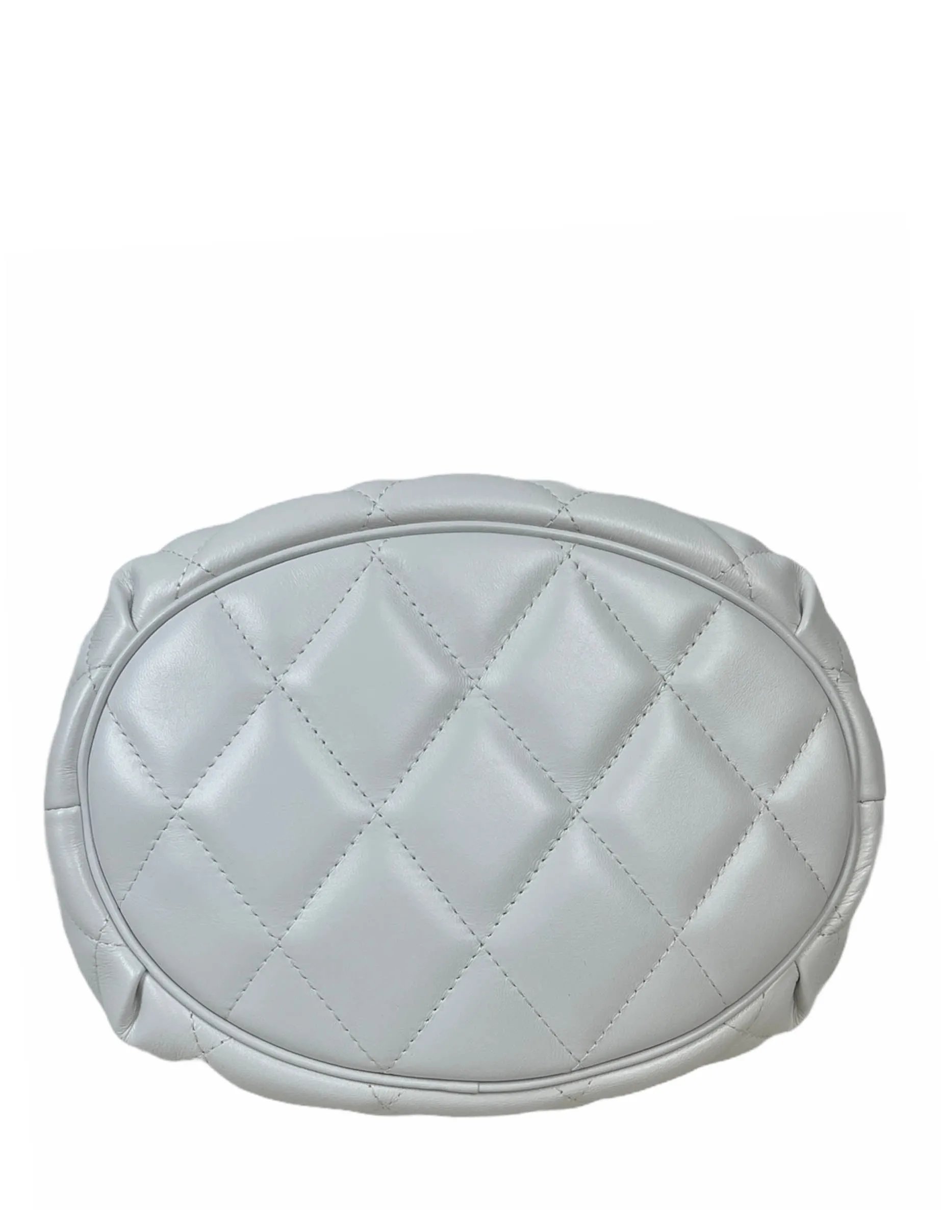 Balenciaga White Leather B Dot Quilted Crossbody Bucket Bag