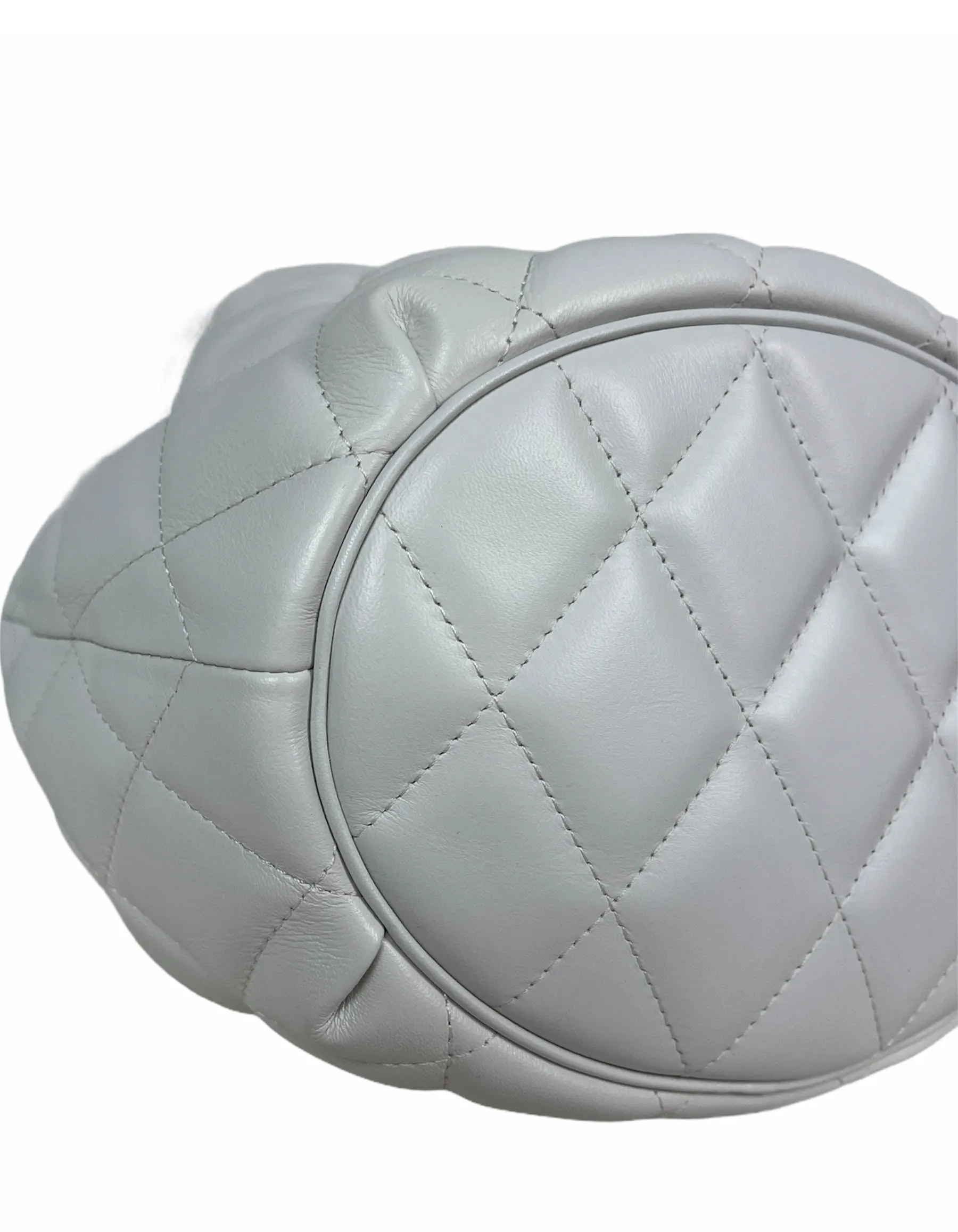 Balenciaga White Leather B Dot Quilted Crossbody Bucket Bag