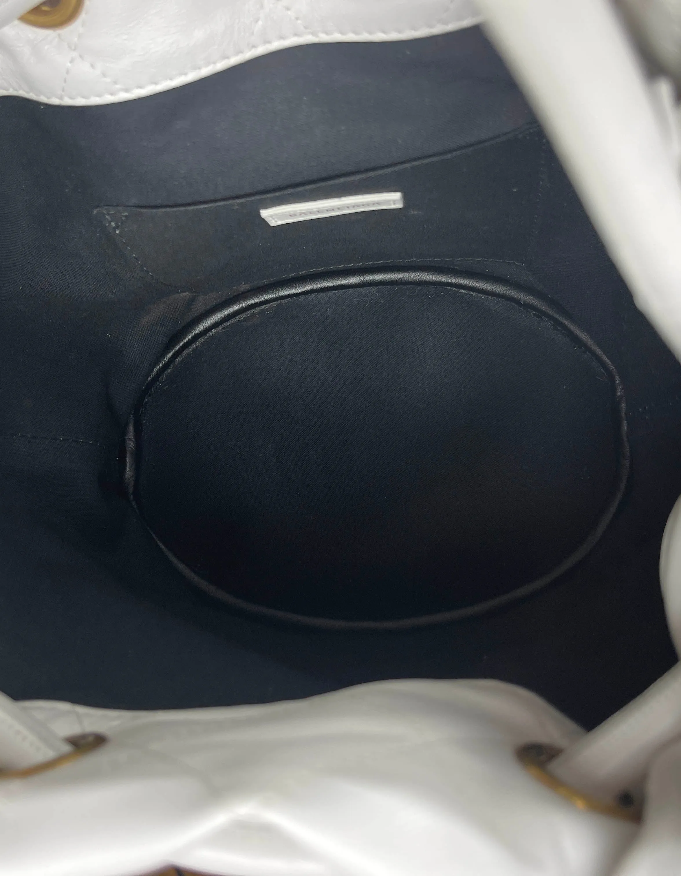 Balenciaga White Leather B Dot Quilted Crossbody Bucket Bag