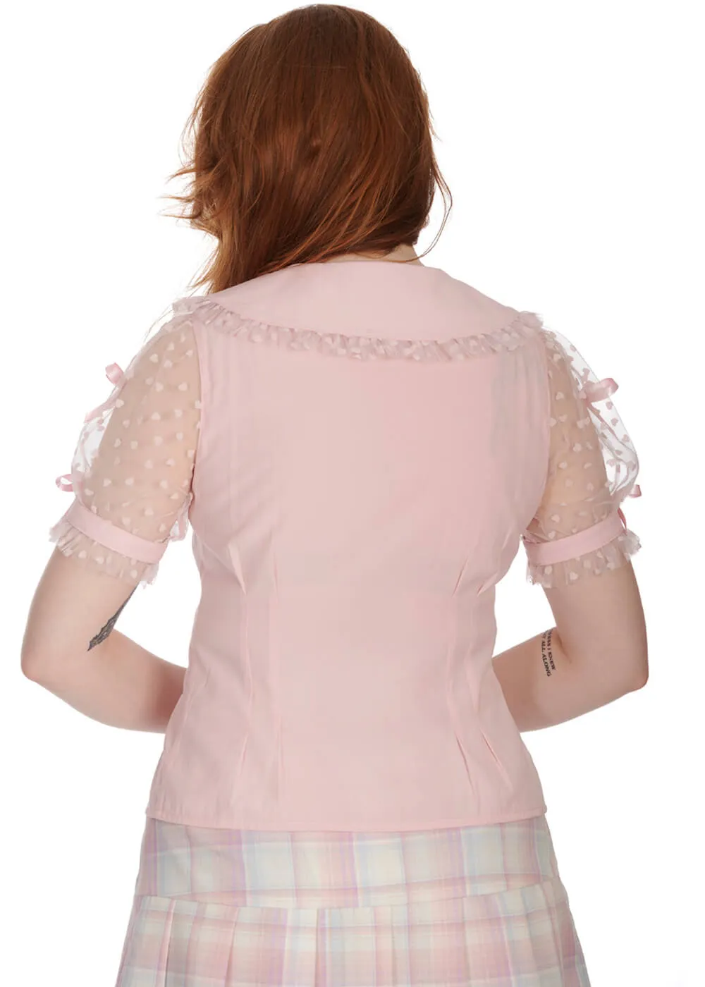 Banned Alternative Naomi Hearts 40's Blouse Pink