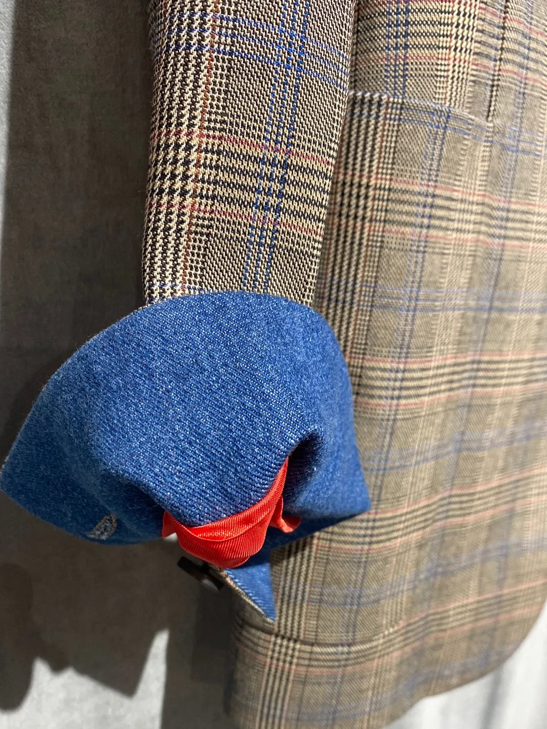 Barbara Bui Plaid Oversized Blazer with Lightwash Denim Trim