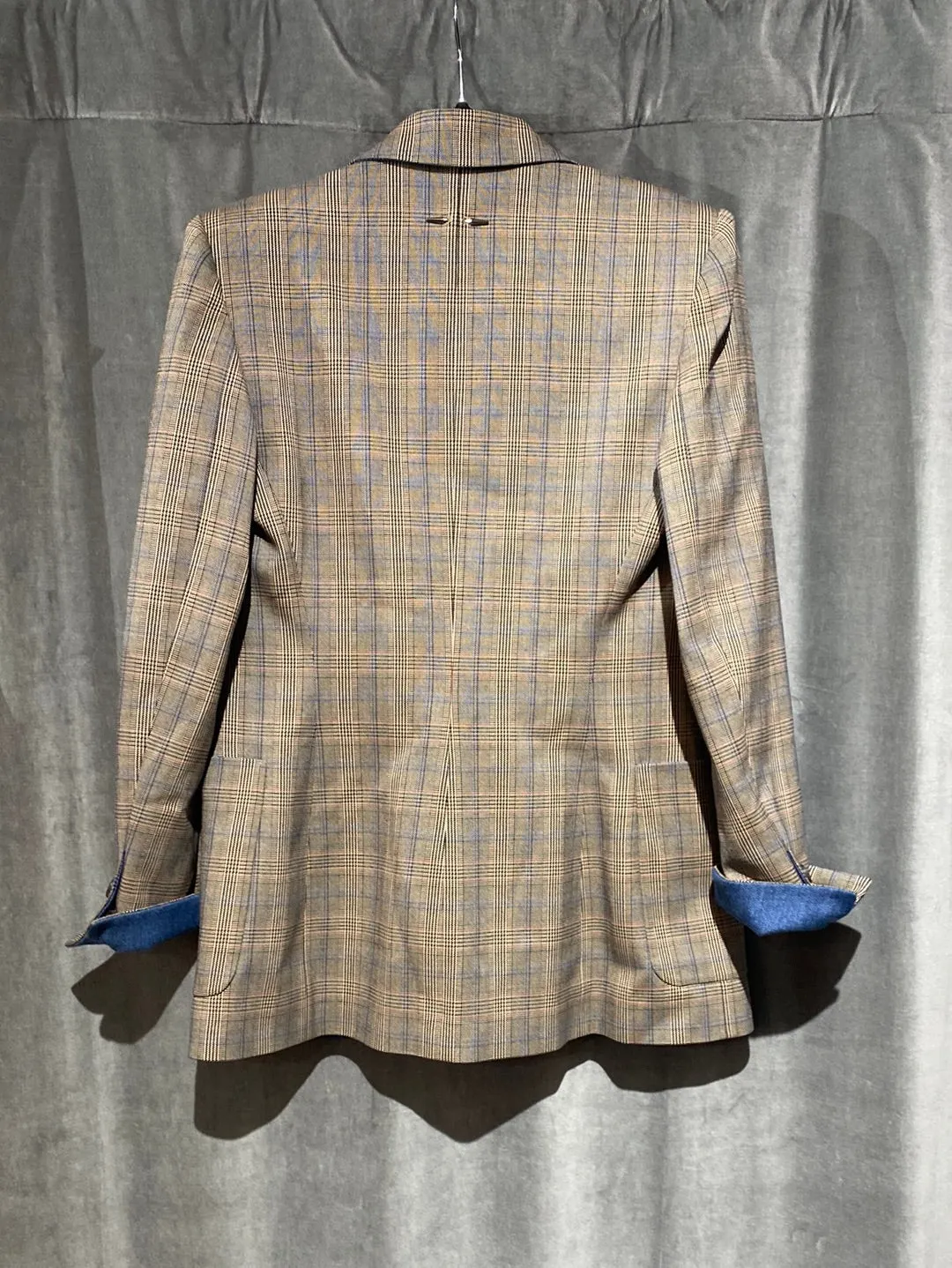 Barbara Bui Plaid Oversized Blazer with Lightwash Denim Trim