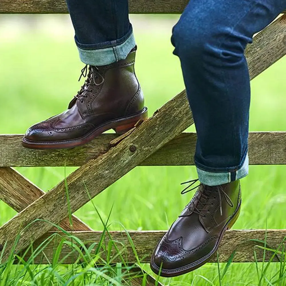 BARKER Calder Boots - Mens - Dark Brown Grain