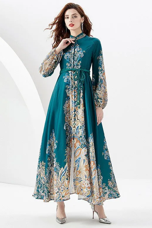 Baroque Paisley Maxi Dress