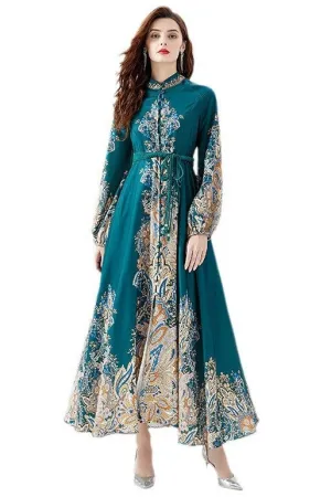 Baroque Paisley Maxi Dress