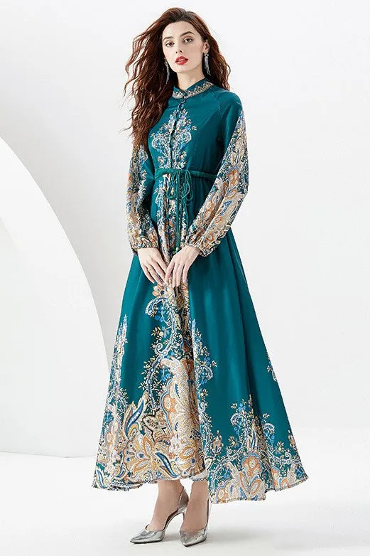 Baroque Paisley Maxi Dress