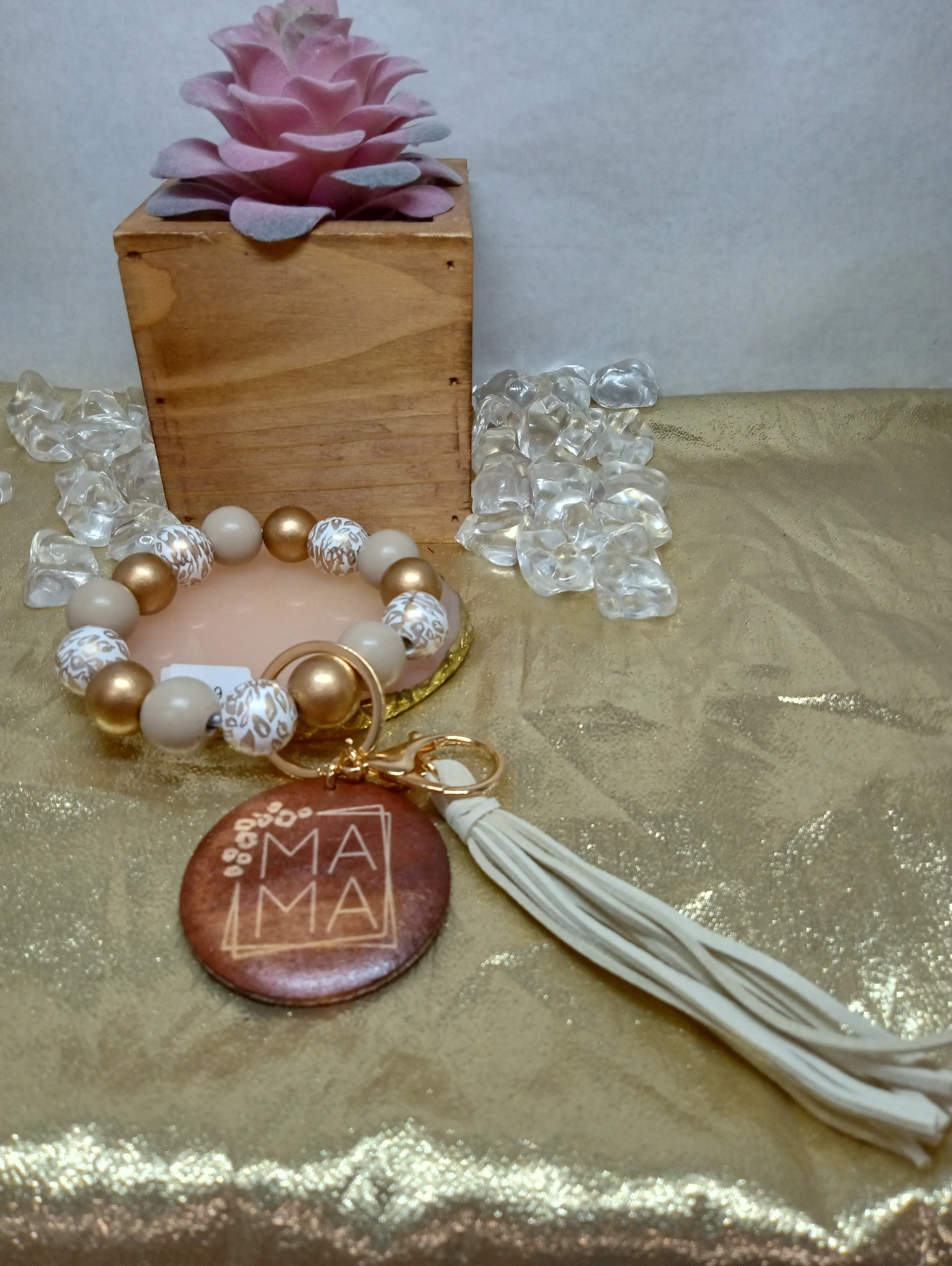 Beaded Stretch Key Chain Bracelets w/Tassel