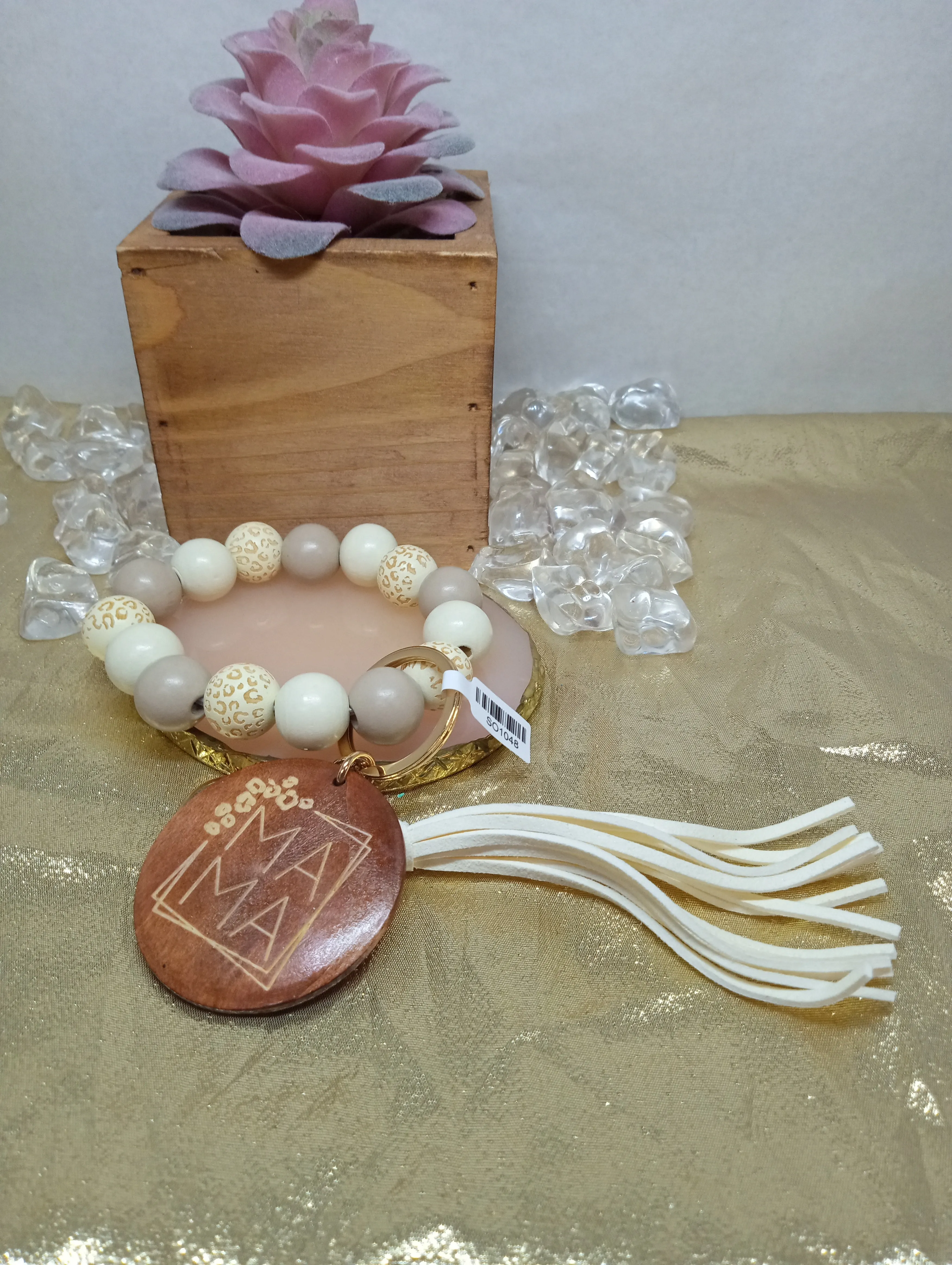 Beaded Stretch Key Chain Bracelets w/Tassel