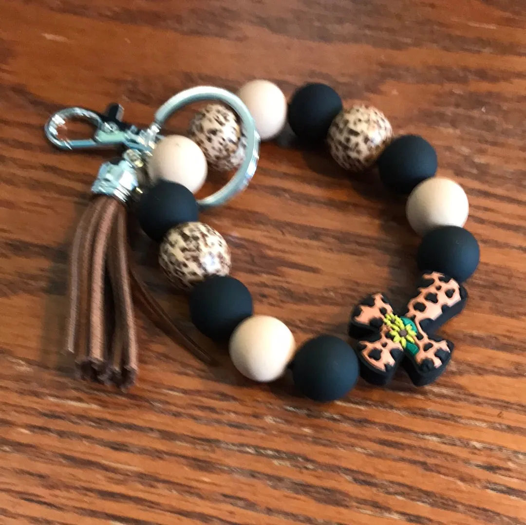 Beaded Stretch Key Chain Bracelets w/Tassel