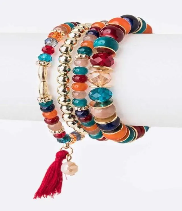Beaded Tassel Bracelet Multi Color