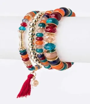 Beaded Tassel Bracelet Multi Color