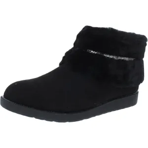 Bebe Nayeli Women's Suede Faux Fur Trim Embellished Ankle Boots