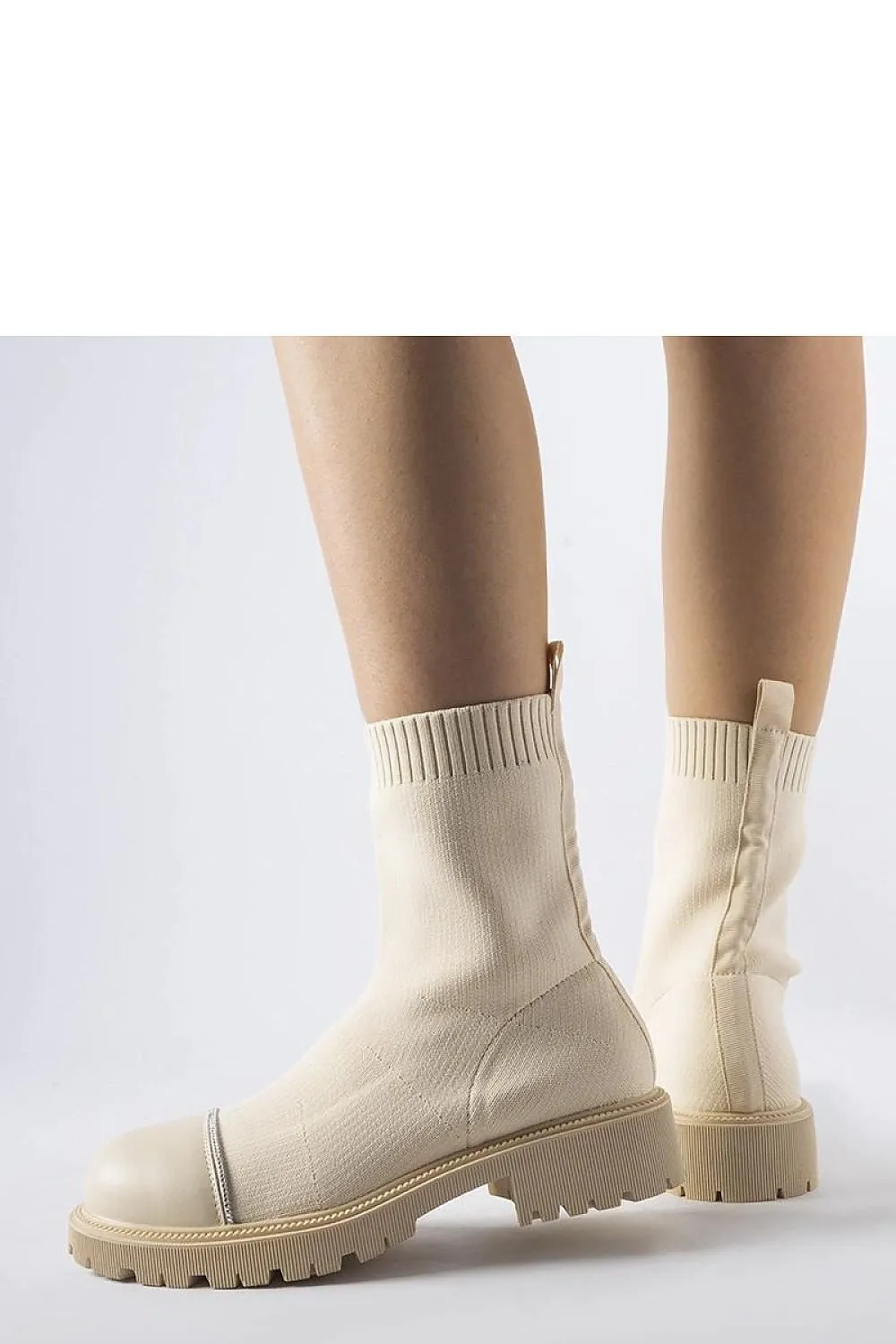 Beige sock boots with Vail zircons