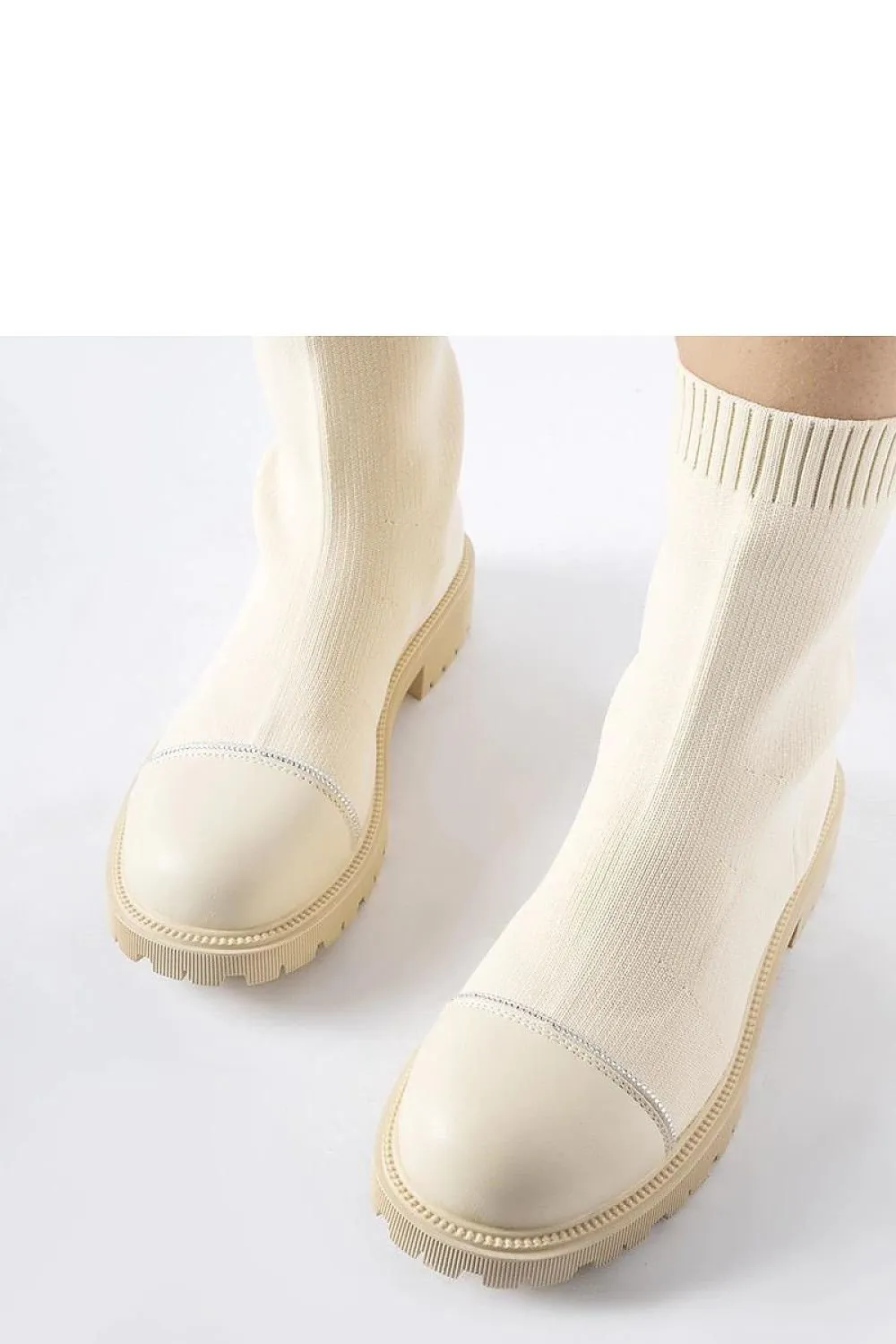 Beige sock boots with Vail zircons