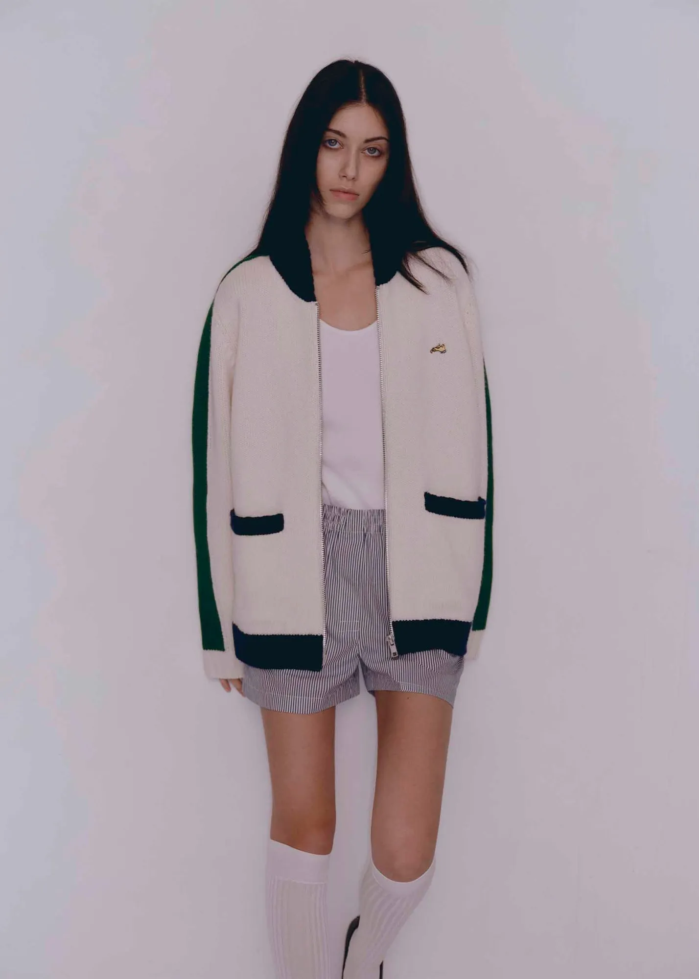 Bella Freud Bomber Jacket Cream / Green