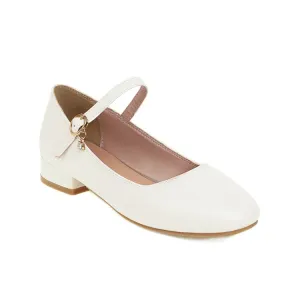 Belt Buckle Mary Janes Low Heels Women's Pumps