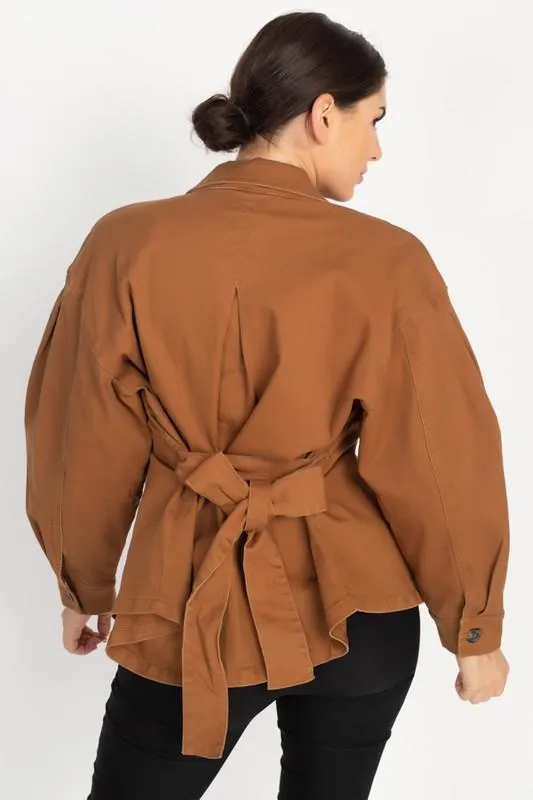BELTED DENIM SHACKET