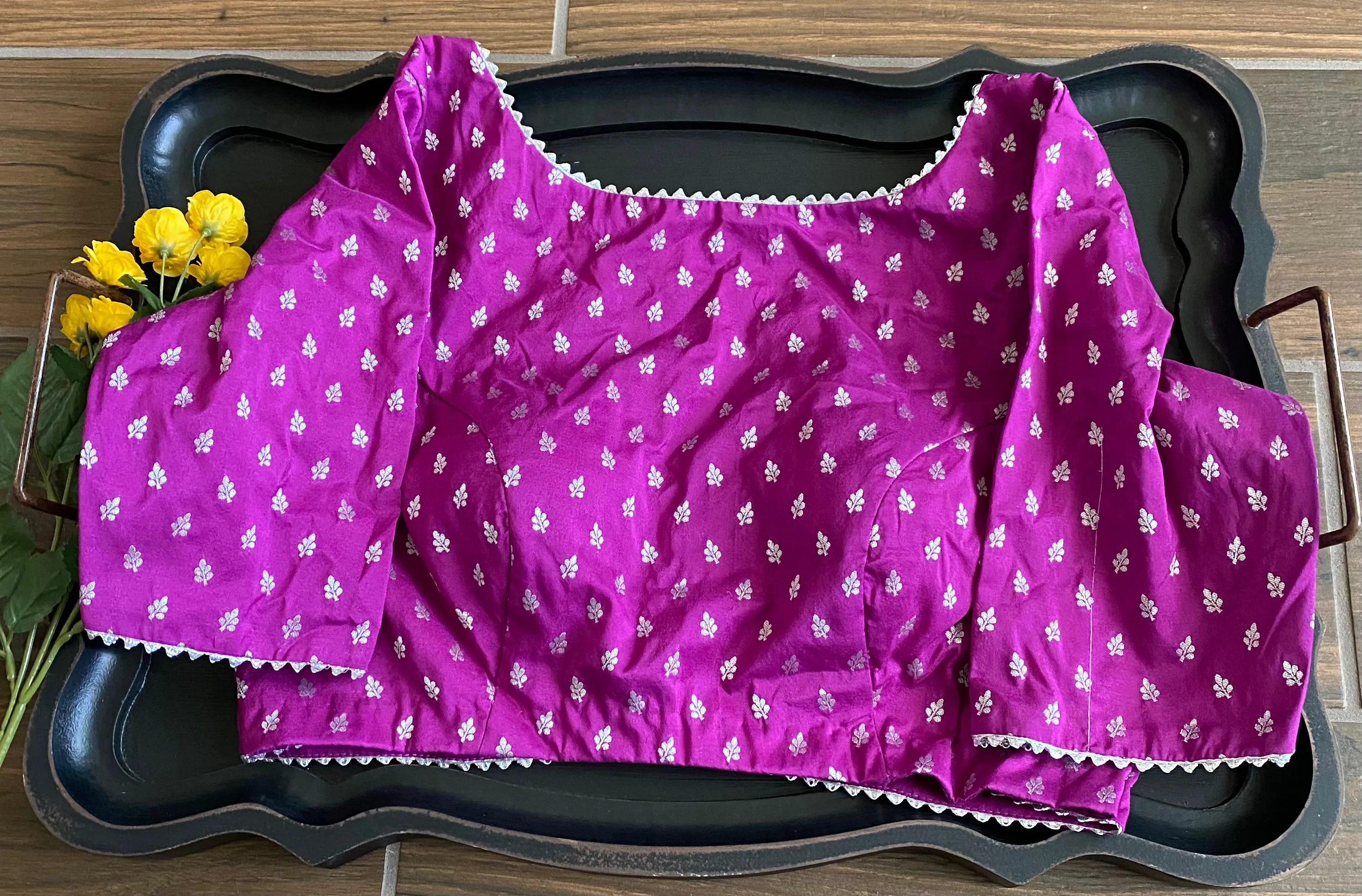 Benaras Silk Brocade Blouse With Silver Gota Detailing