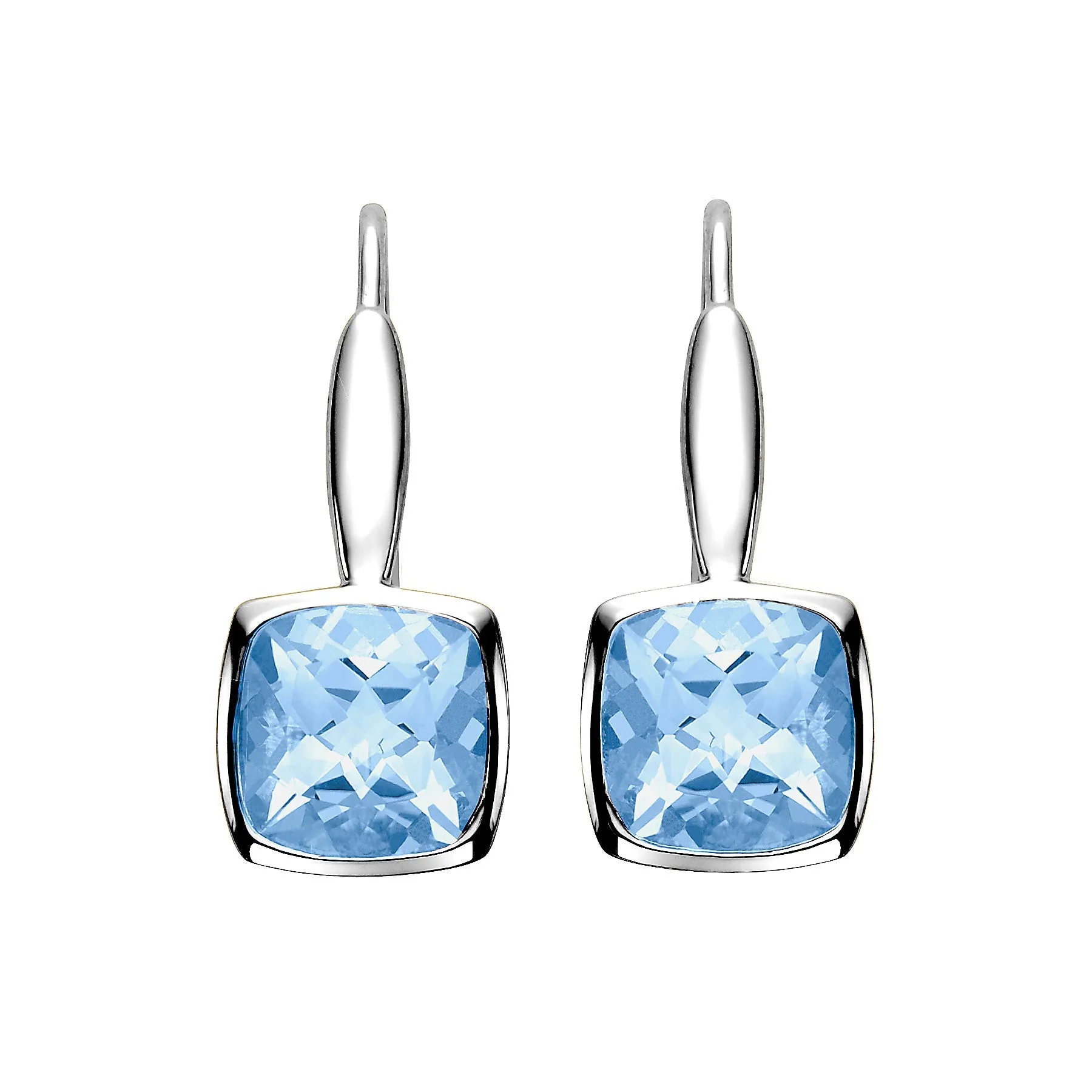 Bezel Set Blue Topaz Earrings