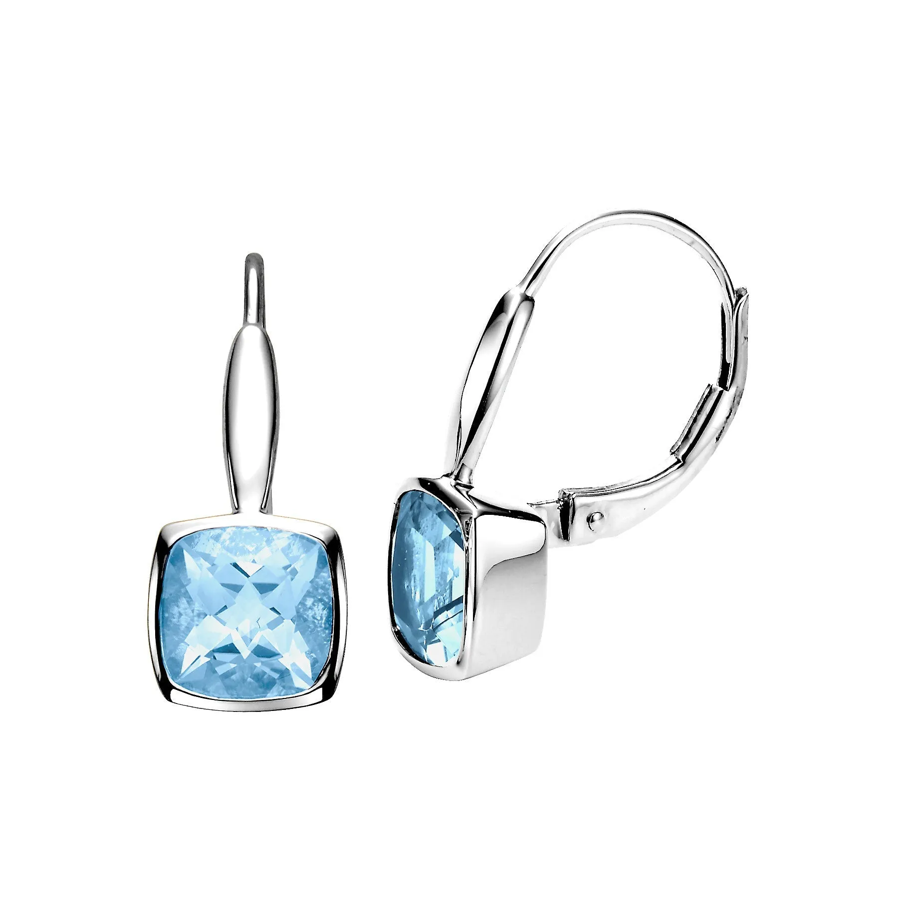 Bezel Set Blue Topaz Earrings