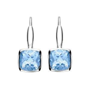 Bezel Set Blue Topaz Earrings
