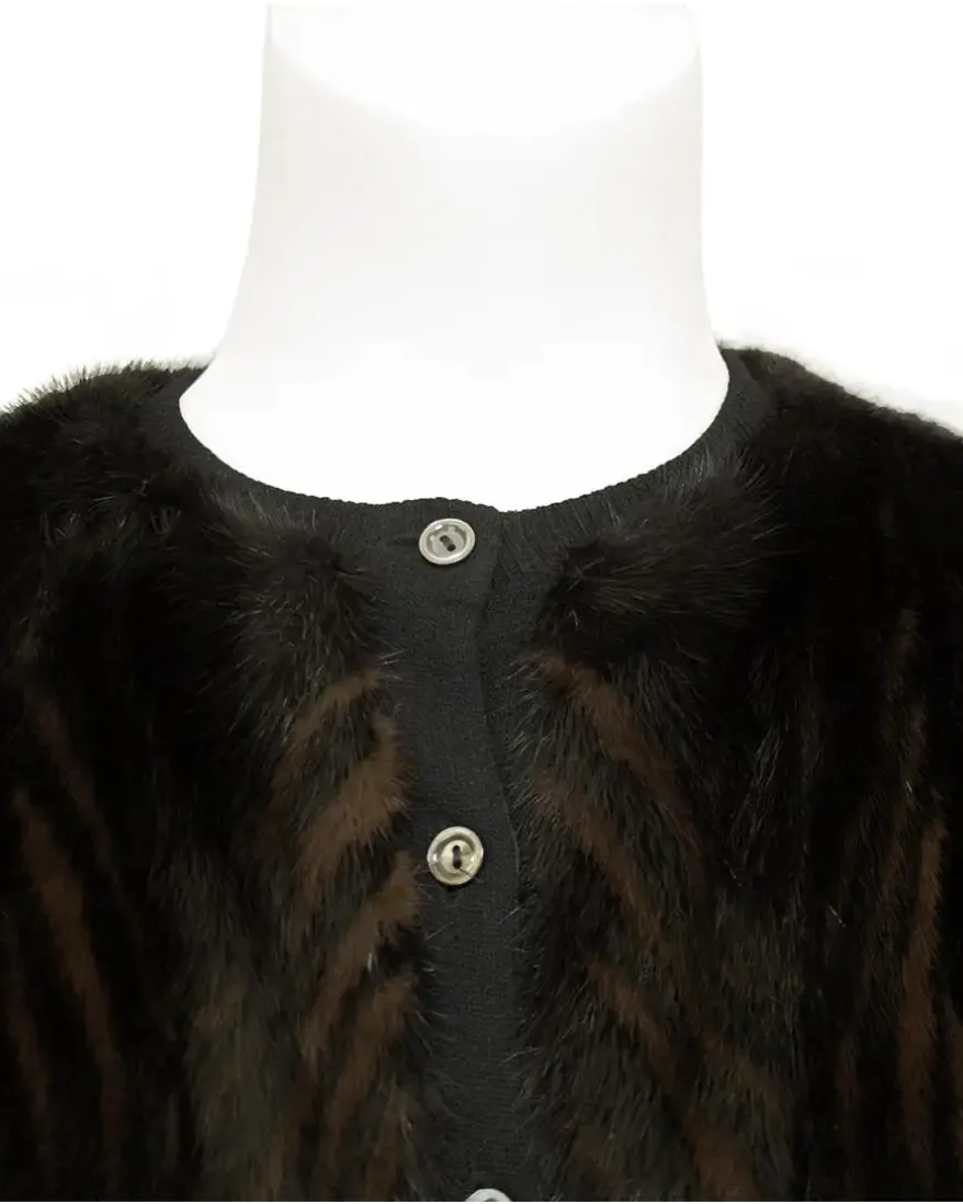 Black and Brown Mink Fur Bomber Cardigan/Jacket
