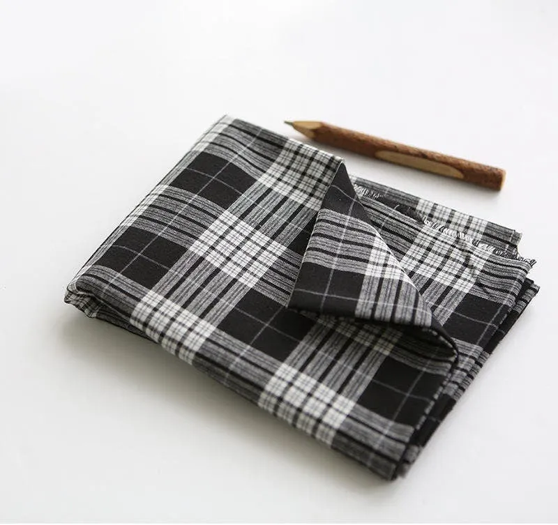 Black and White Checker Fabric, Tartan Plaid Cotton Fabric, Yarn Dyed Fabric, Vintage Look Fabric Quality Korean Fabric - By the Yard /52185