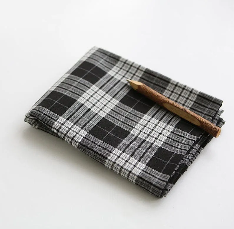 Black and White Checker Fabric, Tartan Plaid Cotton Fabric, Yarn Dyed Fabric, Vintage Look Fabric Quality Korean Fabric - By the Yard /52185