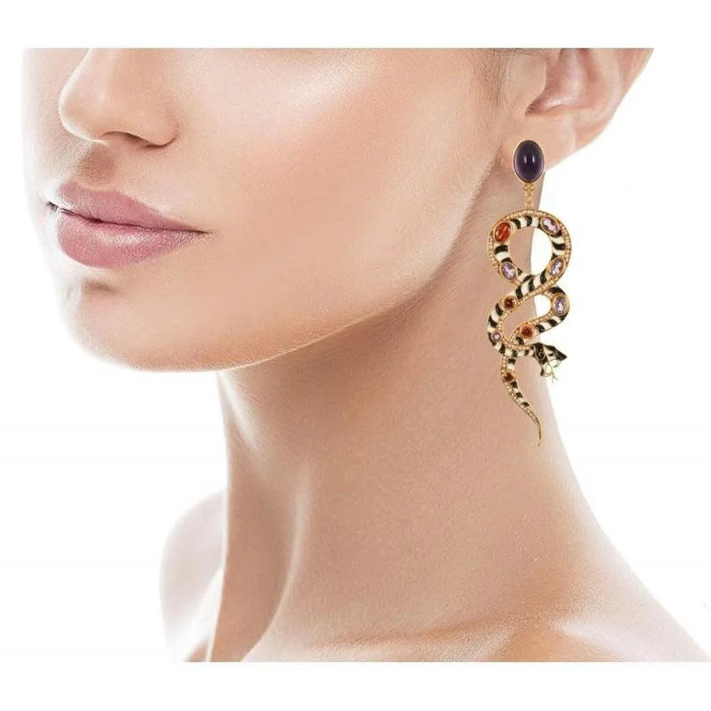 Black and White Snake Earrings