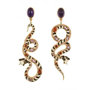 Black and White Snake Earrings