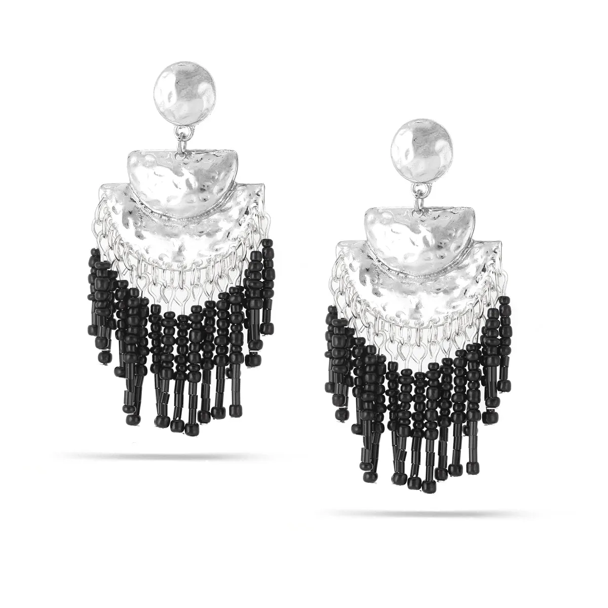 BLACK BEADS DROP  EARRINGS #SQ961S (NB9)