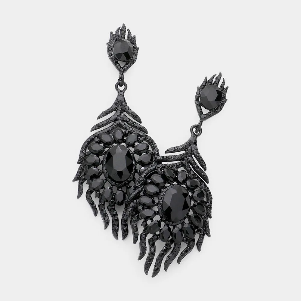 Black Crystal and Rhinestone Chandelier Earrings | Pageant Earrings | 283410