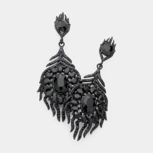 Black Crystal and Rhinestone Chandelier Earrings | Pageant Earrings | 283410