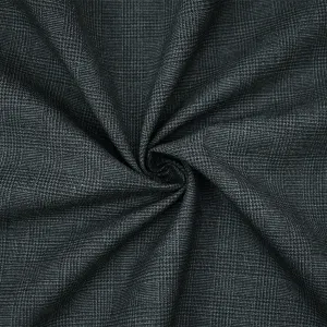 Black-Dark Gray Tropical Poly-Wool Glen Plaid Woven Shirting Fabric