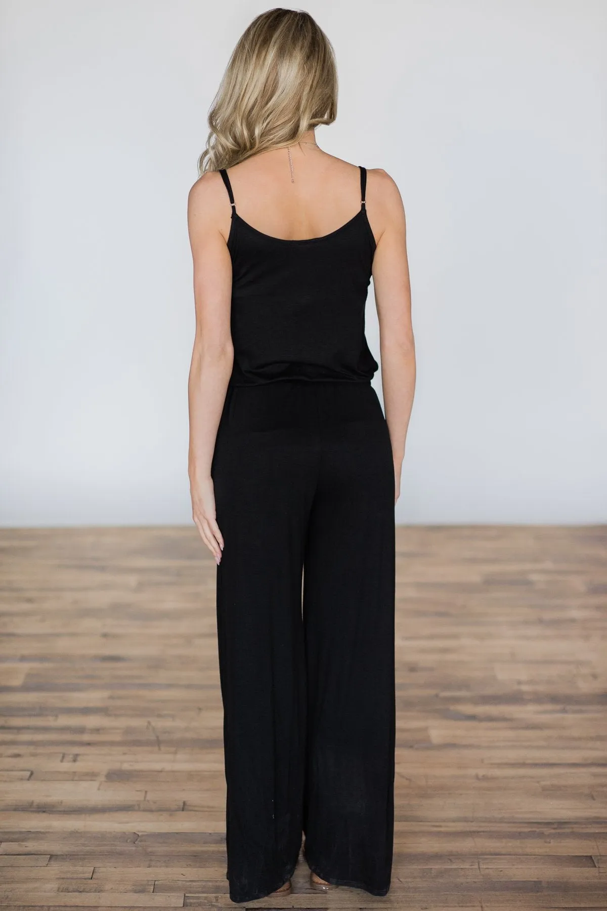 Black Drawstring Jumpsuit