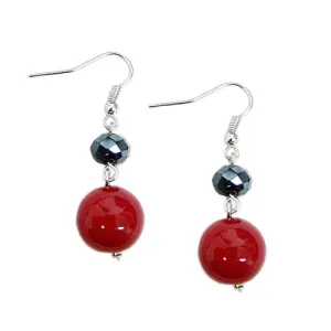 BLACK EARRINGS  #HNE92185_RED-JET (RA9)