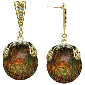 Black Iridescent Large Gemstone Post Earrings