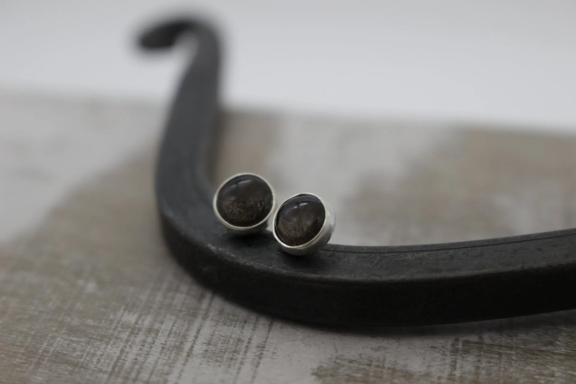 Black Moonstone Earrings - 6mm studs