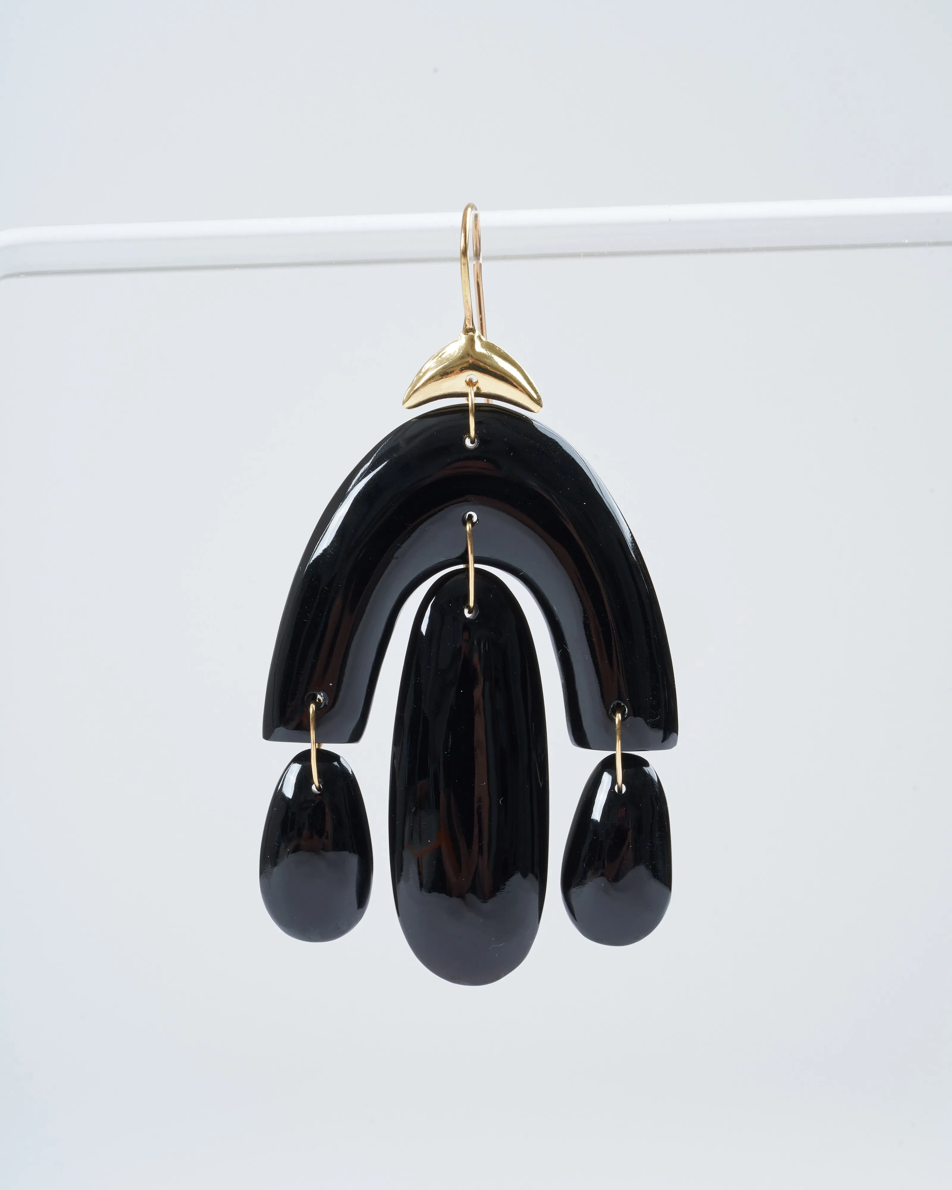 black onyx mini chandelier earrings - onyx