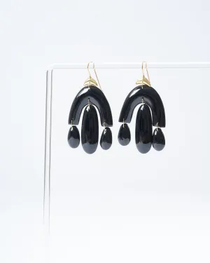black onyx mini chandelier earrings - onyx