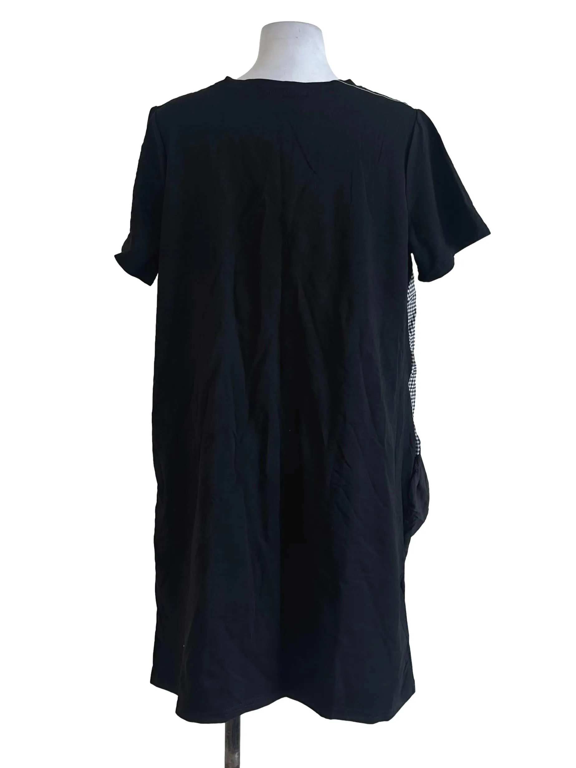 Black Plain Ruffle Long Top
