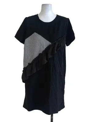 Black Plain Ruffle Long Top