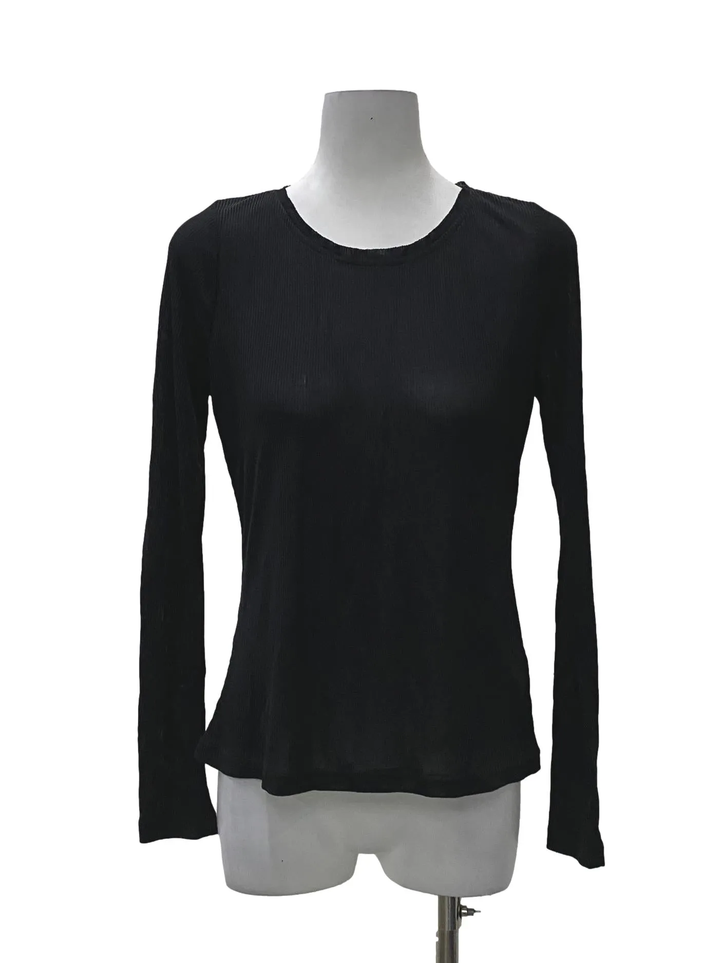 Black Round Neck Long Sleeved Top