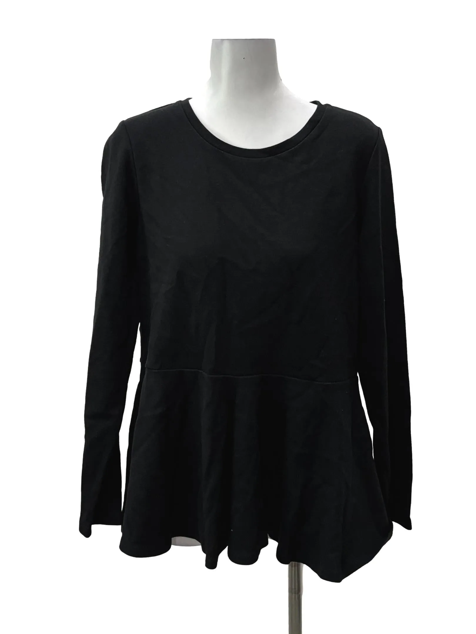 Black Roundneck Peplum Top