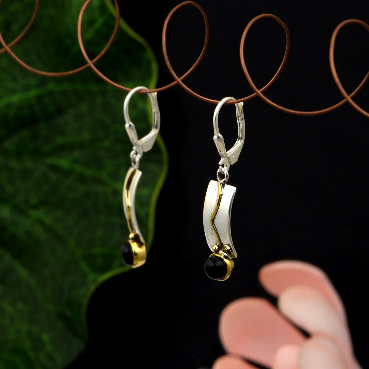 Black Spinel Handmade Dangle Earrings