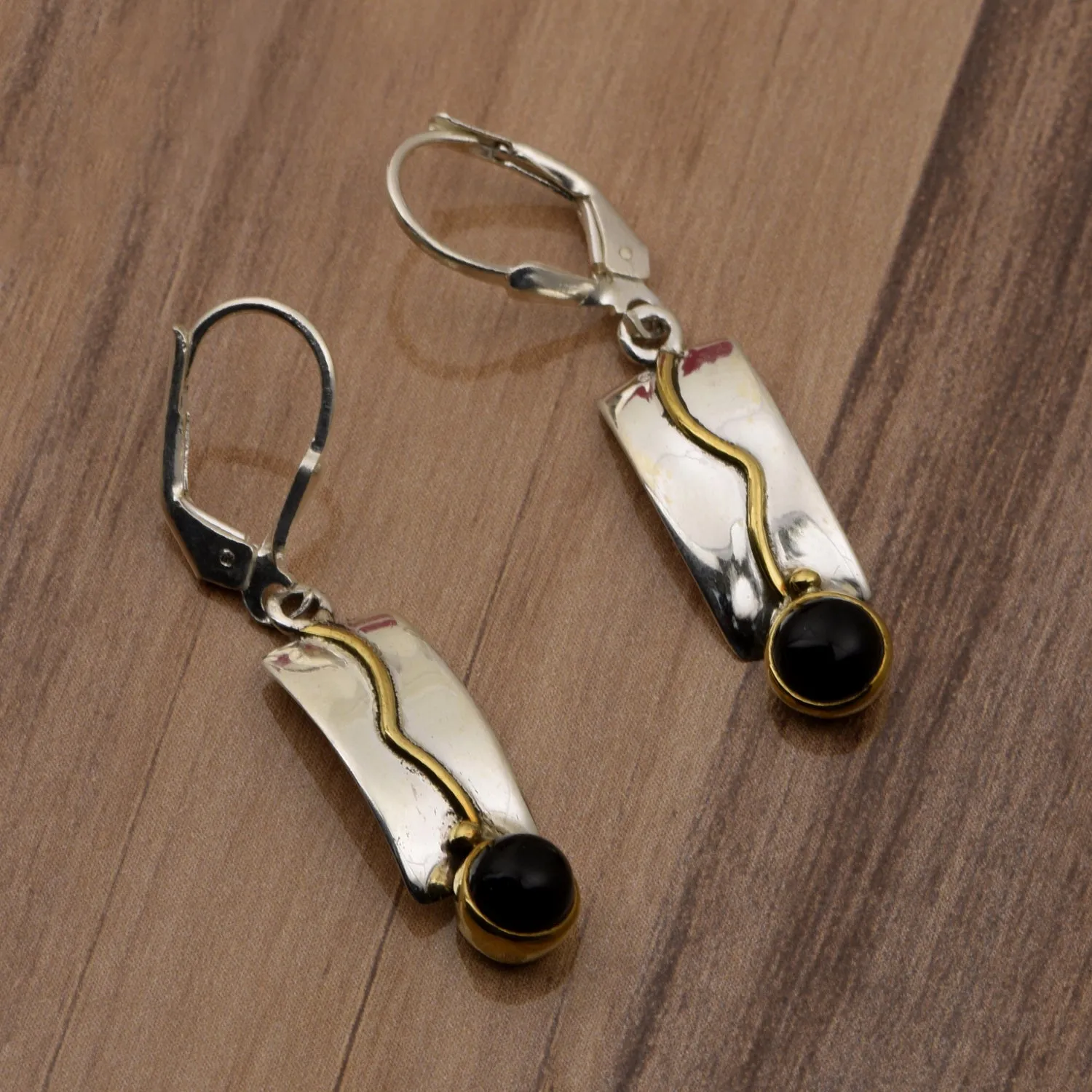 Black Spinel Handmade Dangle Earrings